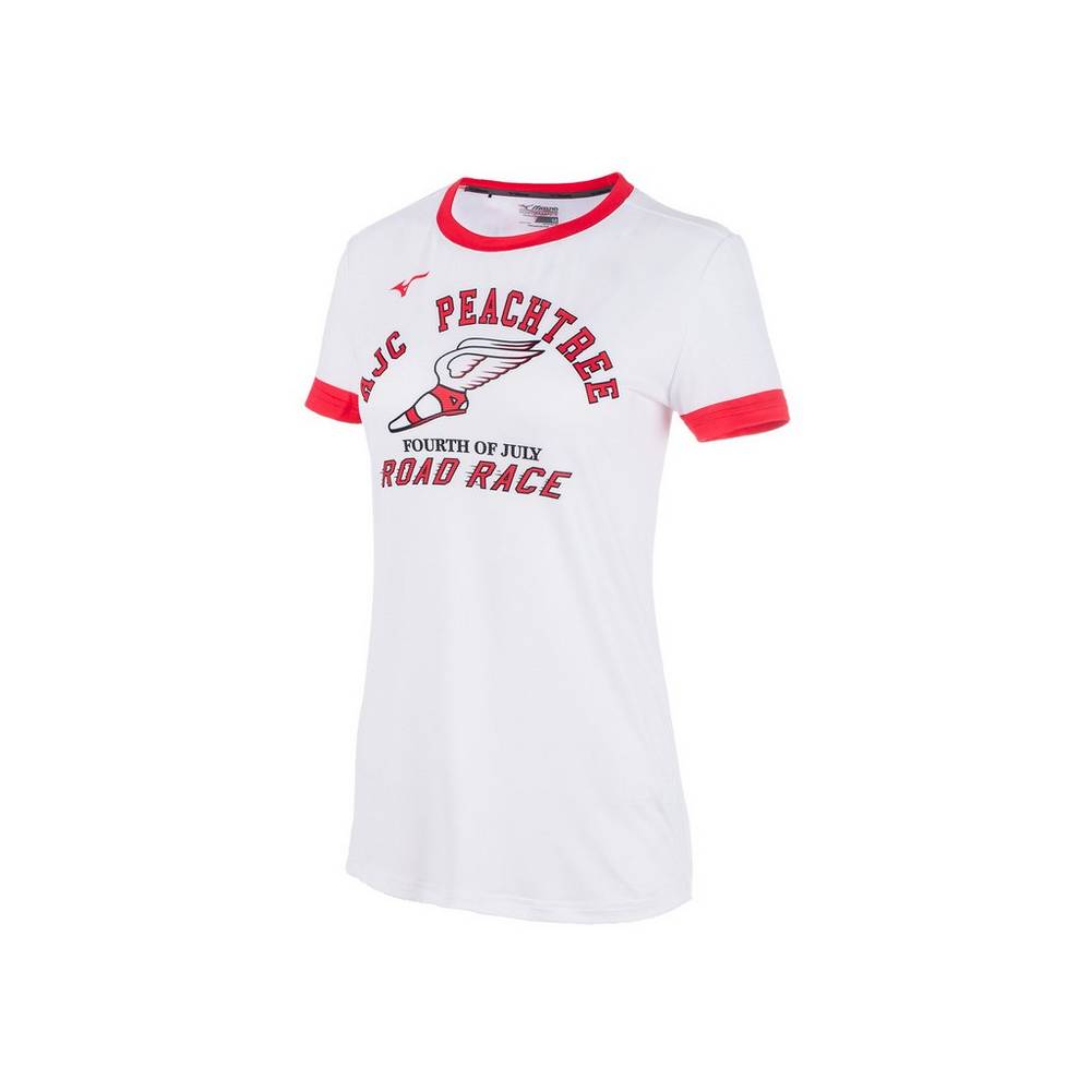 Camiseta Mizuno Printable Short Sleeve - Mulher - Branco - YKNOU6934